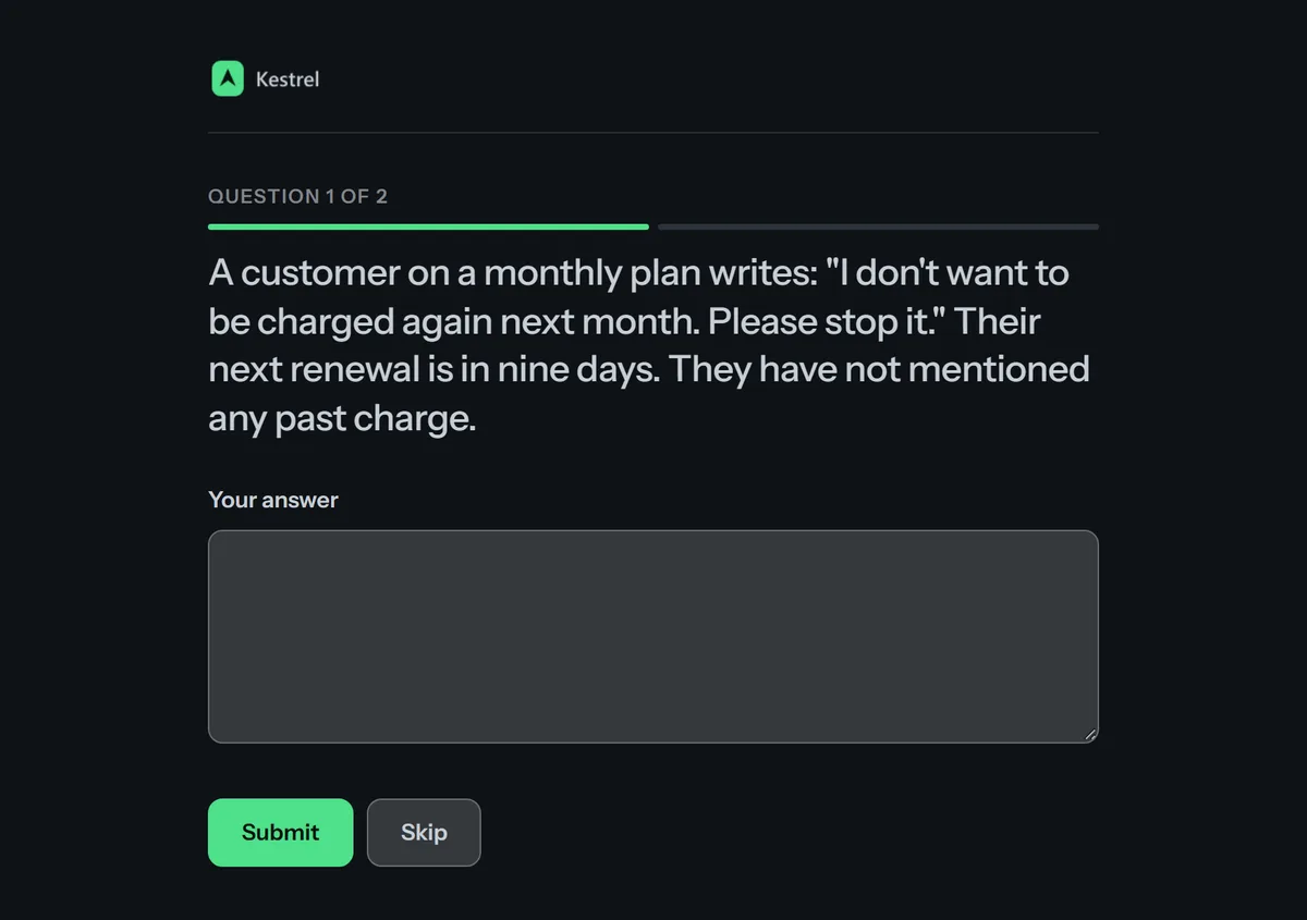 A contributor page on a near-black background with a bright green button.