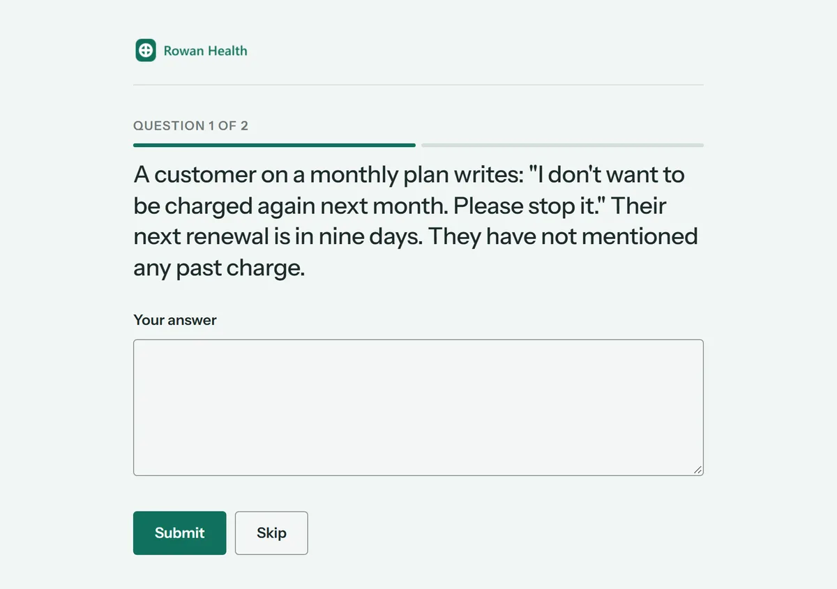 A contributor page on a pale green-grey background with a dark green button.